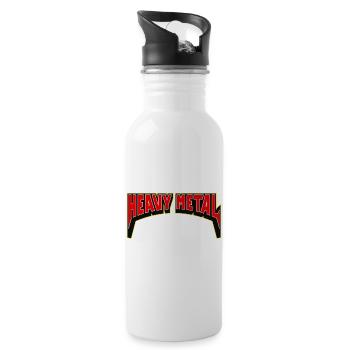 Heavy Metal Hell yes 3D-Logo-Banner - Trinkflasche mit integriertem Trinkhalm - Weiß - Rechts