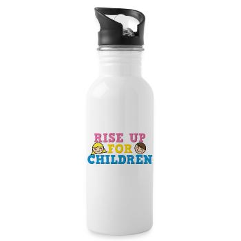 Rise Up For Children Cute Advocacy Kids Graphic - Water bottle with straw - white - Right