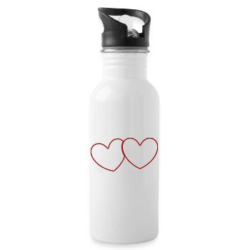2 cœurs rouges cadeau de la Saint-Valentin - Gourde avec paille intégrée - blanc - Droite