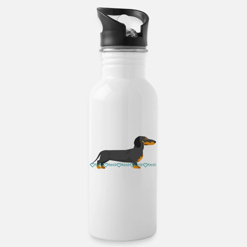 Dackel Silhouette mit Wasserzeichen Muster - Trinkflasche mit integriertem Trinkhalm - Weiß