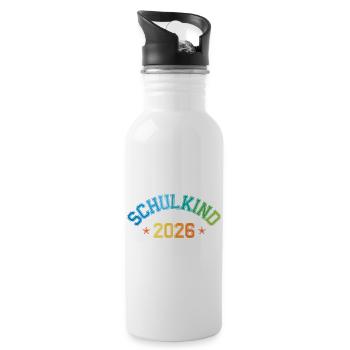 Schulkind 2026 Einschulung College Trikot - Trinkflasche mit integriertem Trinkhalm - Weiß - Rechts
