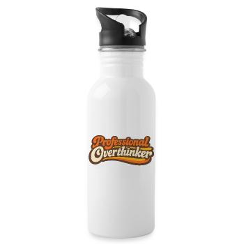 PROFESSIONAL OVERTHINKER Retro - Trinkflasche mit integriertem Trinkhalm - Weiß - Rechts