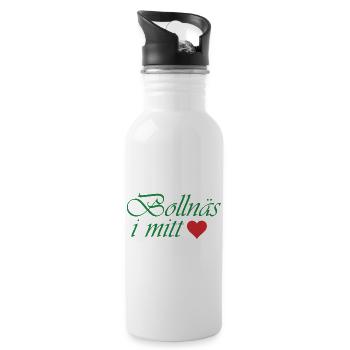 Bollnäs in meinem Herzen - Trinkflasche mit integriertem Trinkhalm - Weiß - Rechts