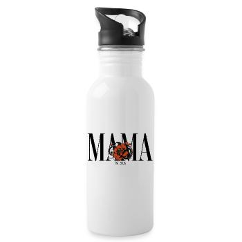Mama – Vintage Blumen Design Geschenkidee - Trinkflasche mit integriertem Trinkhalm - Weiß - Rechts