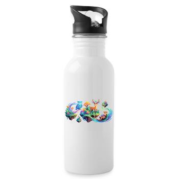 Magical Animals Enchanted Forest Cool Kids Forest Motif - Water bottle with straw - white - Right