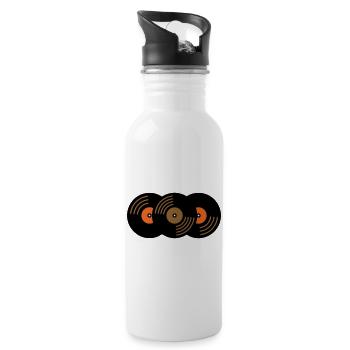 Vinyl Records Collection Music Fan - Water bottle with straw - white - Right
