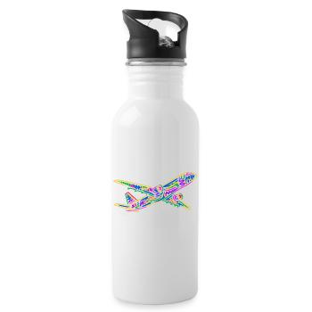 Colorful Airplane Flyer Kids Men Boys Pilot - Water bottle with straw - white - Right
