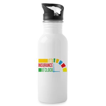 Insurance Agent Funny It´s O´Clock Insurance - Trinkflasche mit integriertem Trinkhalm - Weiß - Rechts
