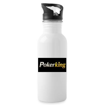 Pokerking Gold-Logo - Trinkflasche mit integriertem Trinkhalm - Weiß - Rechts