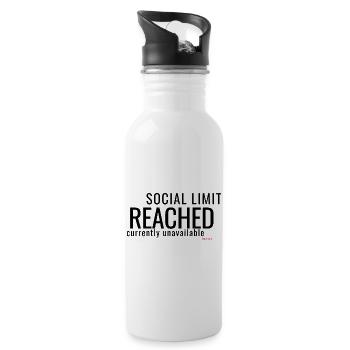 Social Limit Reached Minimalist Typography - Water bottle with straw - white - Right