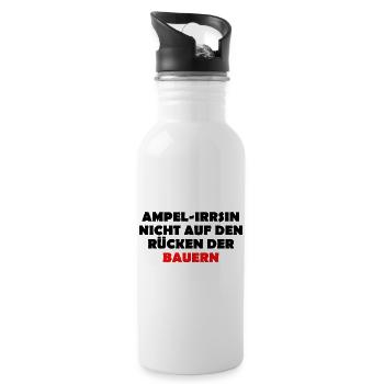 Ampel-Irsinn nicht auf den Rücken der Bauern - Trinkflasche mit integriertem Trinkhalm - Weiß - Rechts