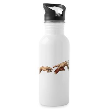 BBQ-Rippchen – Die Kreation – Lustiges Barbecue - Trinkflasche mit integriertem Trinkhalm - Weiß - Rechts