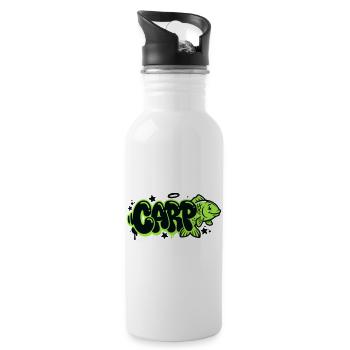 Karpfen Graffiti Grafik - Trinkflasche mit integriertem Trinkhalm - Weiß - Rechts