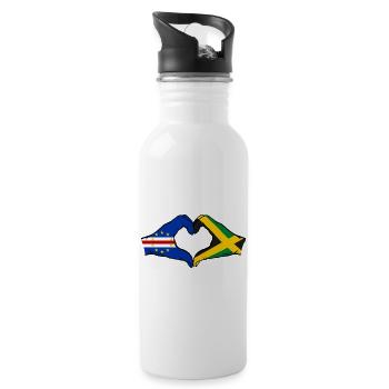 Kap Verde Jamaika Flagge Hände Herzform - Trinkflasche mit integriertem Trinkhalm - Weiß - Rechts