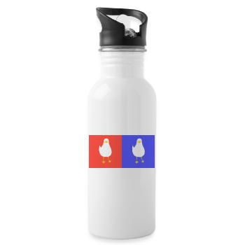 DoubleTrouble 1 - Trinkflasche mit integriertem Trinkhalm - Weiß - Rechts