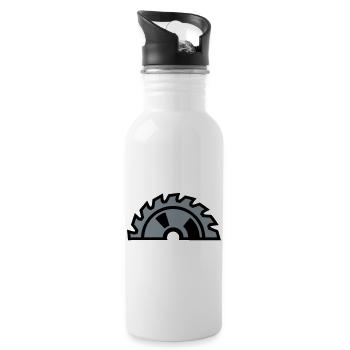 Kreissaegeblatt Halb Logo - Trinkflasche mit integriertem Trinkhalm - Weiß - Rechts