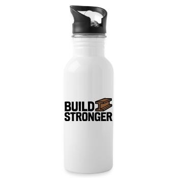 Build Stronger Logo - Trinkflasche mit integriertem Trinkhalm - Weiß - Rechts