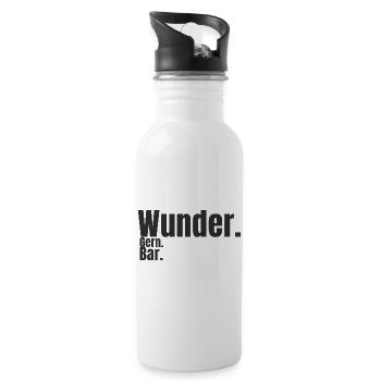 Wunder. Gern. Bar. – Humorvolles Typografie Design - Trinkflasche mit integriertem Trinkhalm - Weiß - Rechts