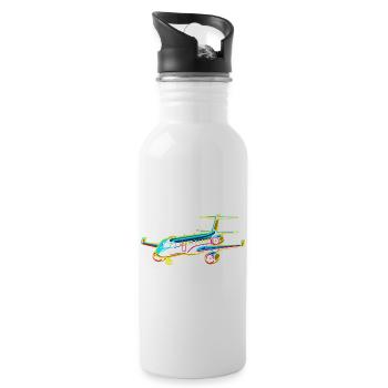 Airplane Comic Style - Water bottle with straw - white - Right