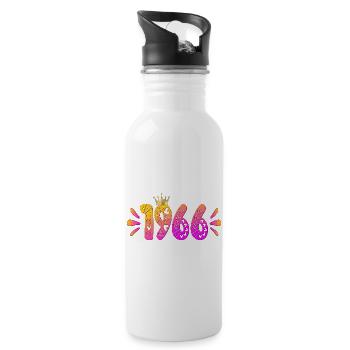 Birthday 1966 Birthday Crown - Water bottle with straw - white - Right