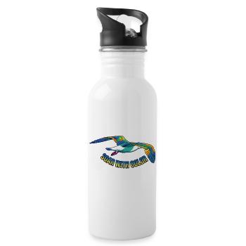 Vol d’oiseaux coloré – graphique vectoriel - Gourde avec paille intégrée - blanc - Droite