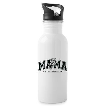 Mama den ganzen Tag - Trinkflasche mit integriertem Trinkhalm - Weiß - Rechts