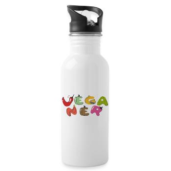 Vegan - Gourde avec paille intégrée - blanc - Droite