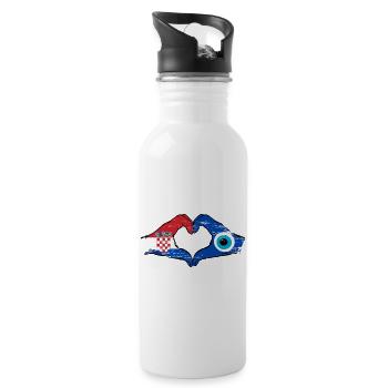 Croatia Nazar flag hands heart shape used - Water bottle with straw - white - Right