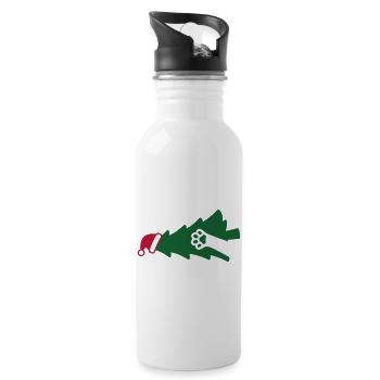 Katze Weihnachtsbaum Grafik - Trinkflasche mit integriertem Trinkhalm - Weiß - Rechts