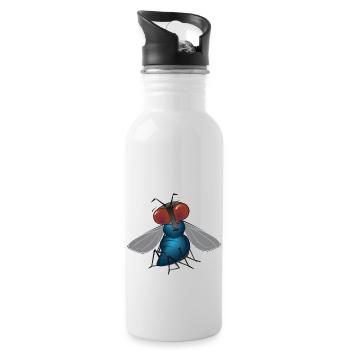 fliege - Trinkflasche mit integriertem Trinkhalm - Weiß - Rechts