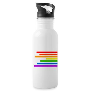 Regenbogen - Trinkflasche mit integriertem Trinkhalm - Weiß - Rechts