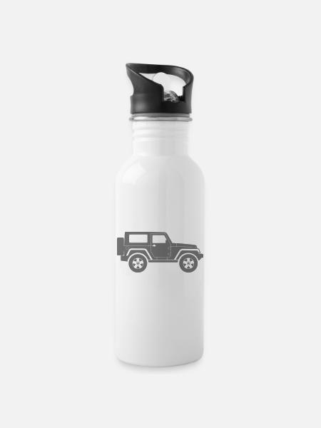 Jeep JK NEU - Trinkflasche mit integriertem Trinkhalm - Weiß