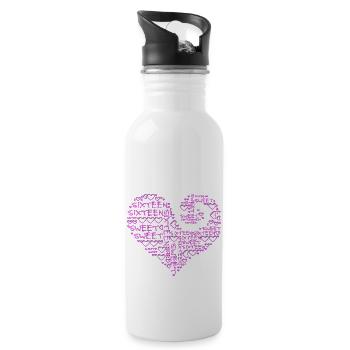 seize douce - coeur - Gourde avec paille intégrée - blanc - Droite