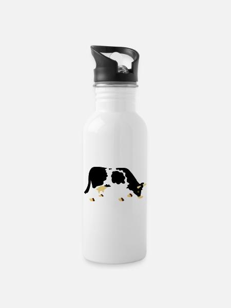 Vache avec des trous - Gourde avec paille intégrée - blanc