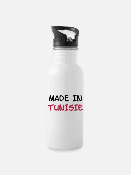 Made in Tunisie - Gourde avec paille intégrée - blanc