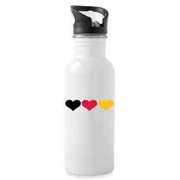 Deutschland Herzen - Trinkflasche mit integriertem Trinkhalm - Weiß - Rechts