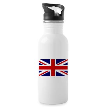 Great Britain flag, England flag, great britain - Water bottle with straw - white - Right