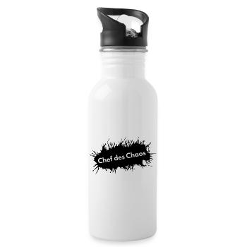 Chef des Chaos Geschenk für Mitarbeiter - Trinkflasche mit integriertem Trinkhalm - Weiß - Rechts