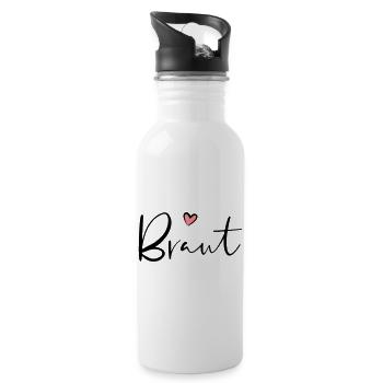 Cadeau de partie de poule coeur de mariée - Gourde avec paille intégrée - blanc - Droite
