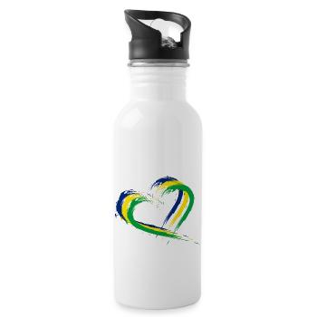 Herz Bürste Flagge Brasilien Fahne Farben Vektor - Trinkflasche mit integriertem Trinkhalm - Weiß - Rechts