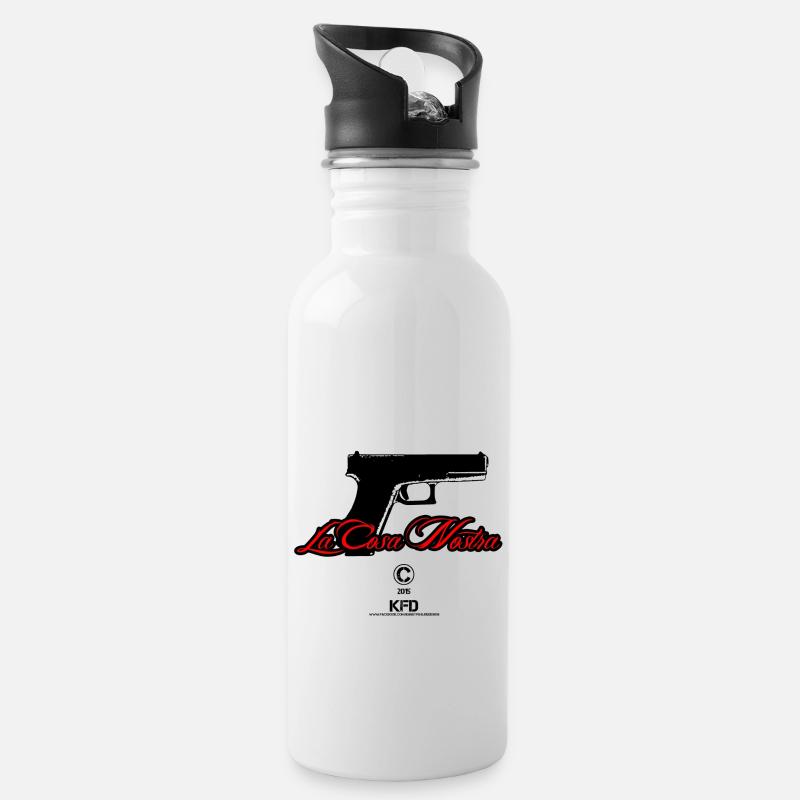 mafia - Trinkflasche mit integriertem Trinkhalm - Weiß