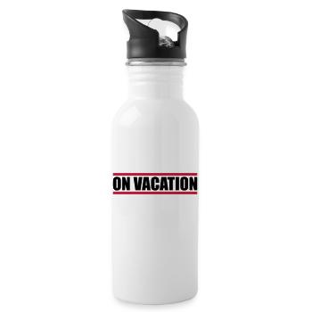 on vacation mode red bars holiday holiday fun - Water bottle with straw - white - Right