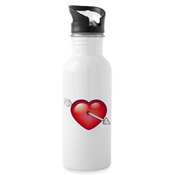 Smiley Heart with arrow - Water bottle with straw - white - Right