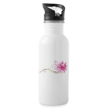 Bunte Orchidee, Ranke in pink und grün - Trinkflasche mit integriertem Trinkhalm - Weiß - Rechts