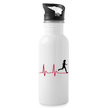Running Woman, runner & heartbeat - Gourde avec paille intégrée - blanc - Droite