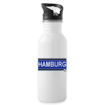 Hamburg , Tradition , Hamburg Fussball Fan (25) - Trinkflasche mit integriertem Trinkhalm - Weiß - Rechts