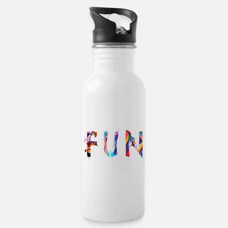 Fun - Trinkflasche mit integriertem Trinkhalm - Weiß