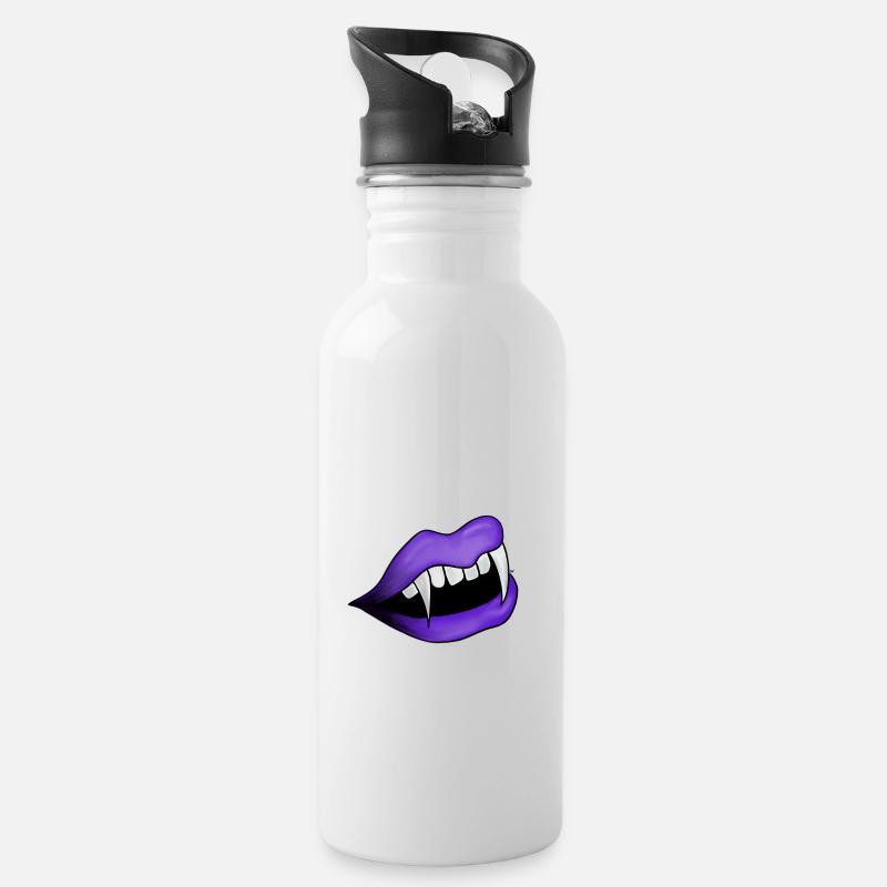 Vampir - Trinkflasche mit integriertem Trinkhalm - Weiß