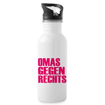 Omas gegen rechts - Trinkflasche mit integriertem Trinkhalm - Weiß - Rechts