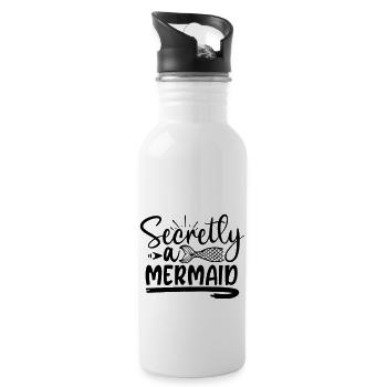 heimlich eine Meerjungfrau - Trinkflasche mit integriertem Trinkhalm - Weiß - Rechts